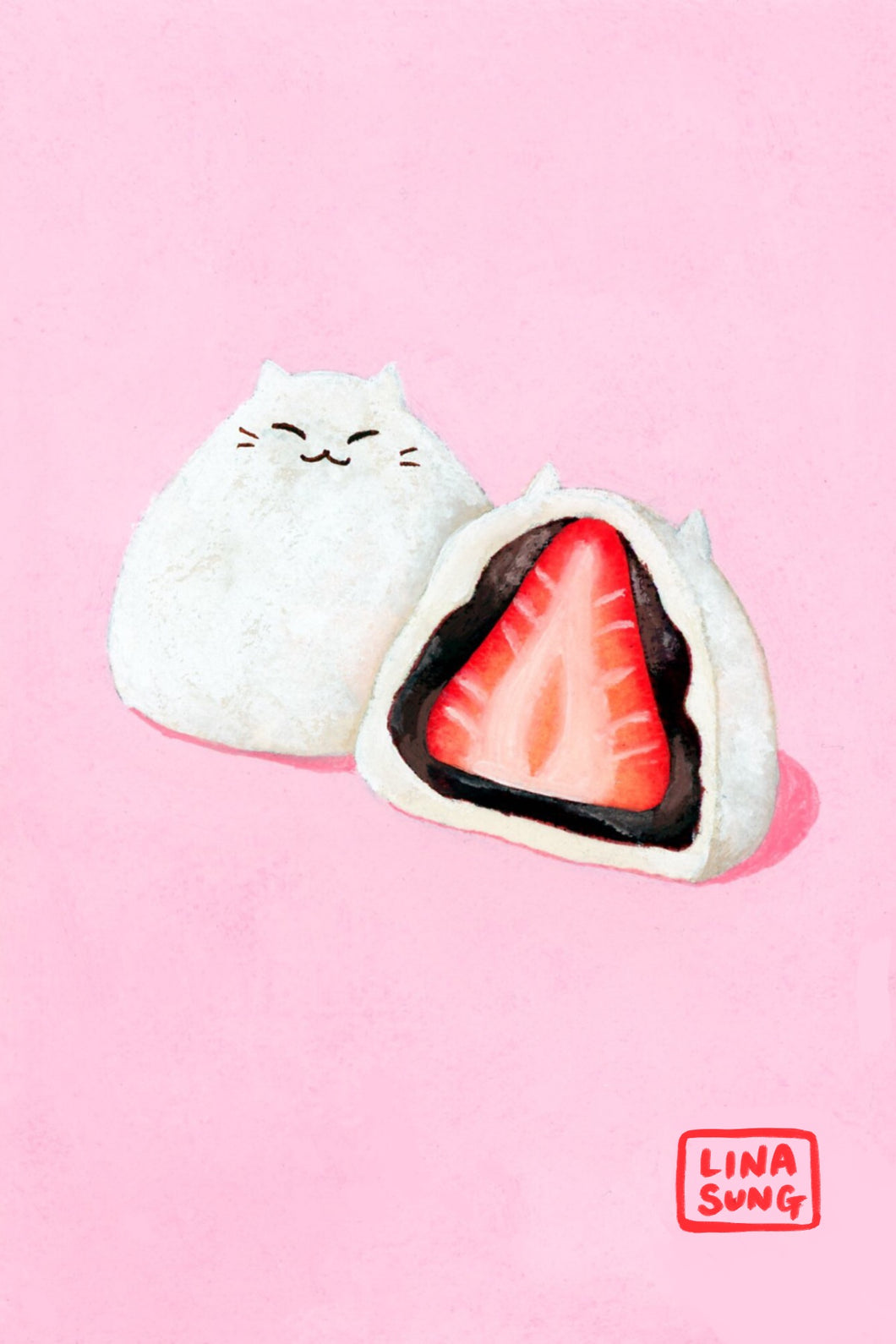 Kitty Strawberry Daifuku Mini Print