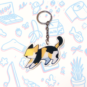 Calico Cat with Cheese Acrylic Charm